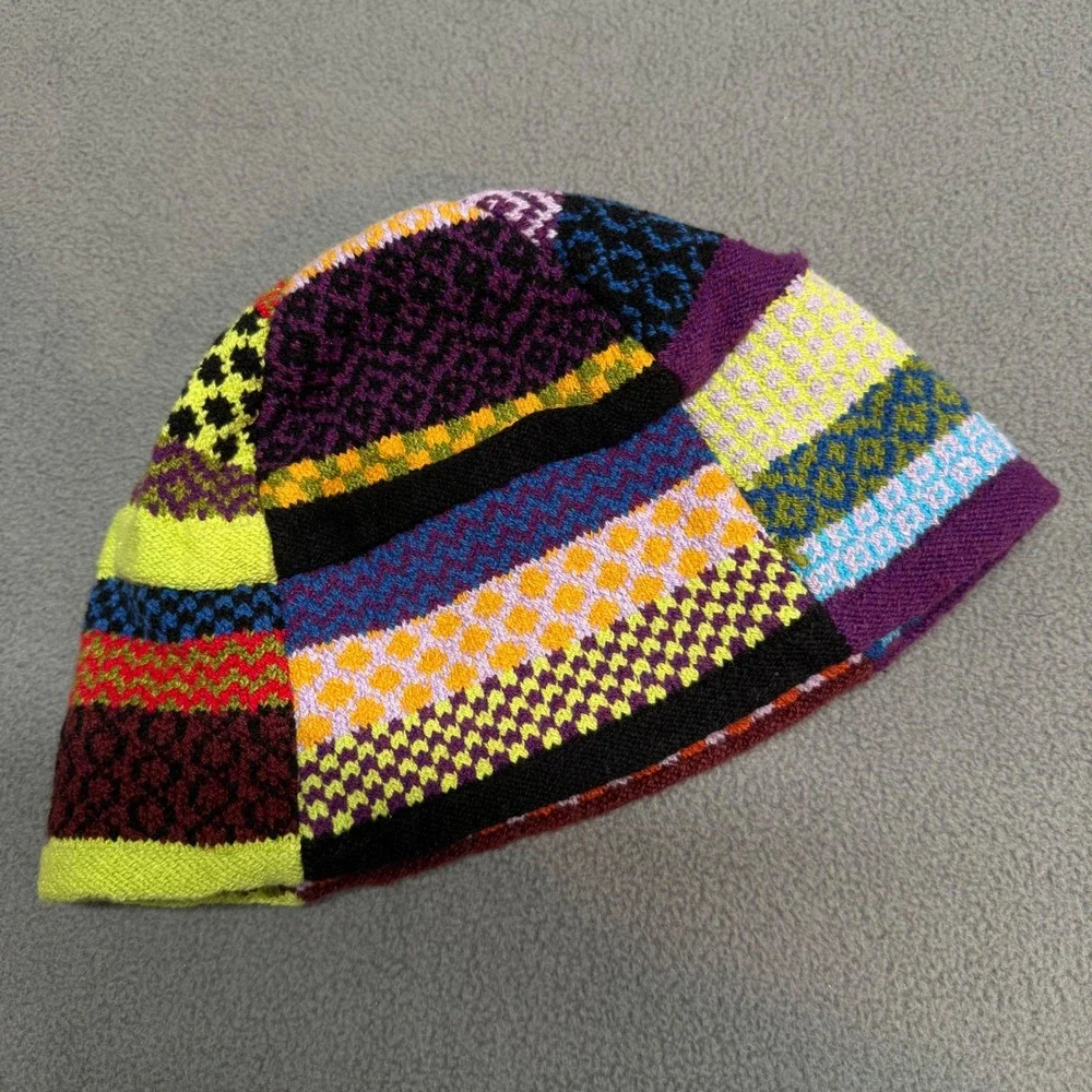 Solmate Socks Multi‎ Color Knit Patchwork Bucket Hat OS Boho Recycled Cotton